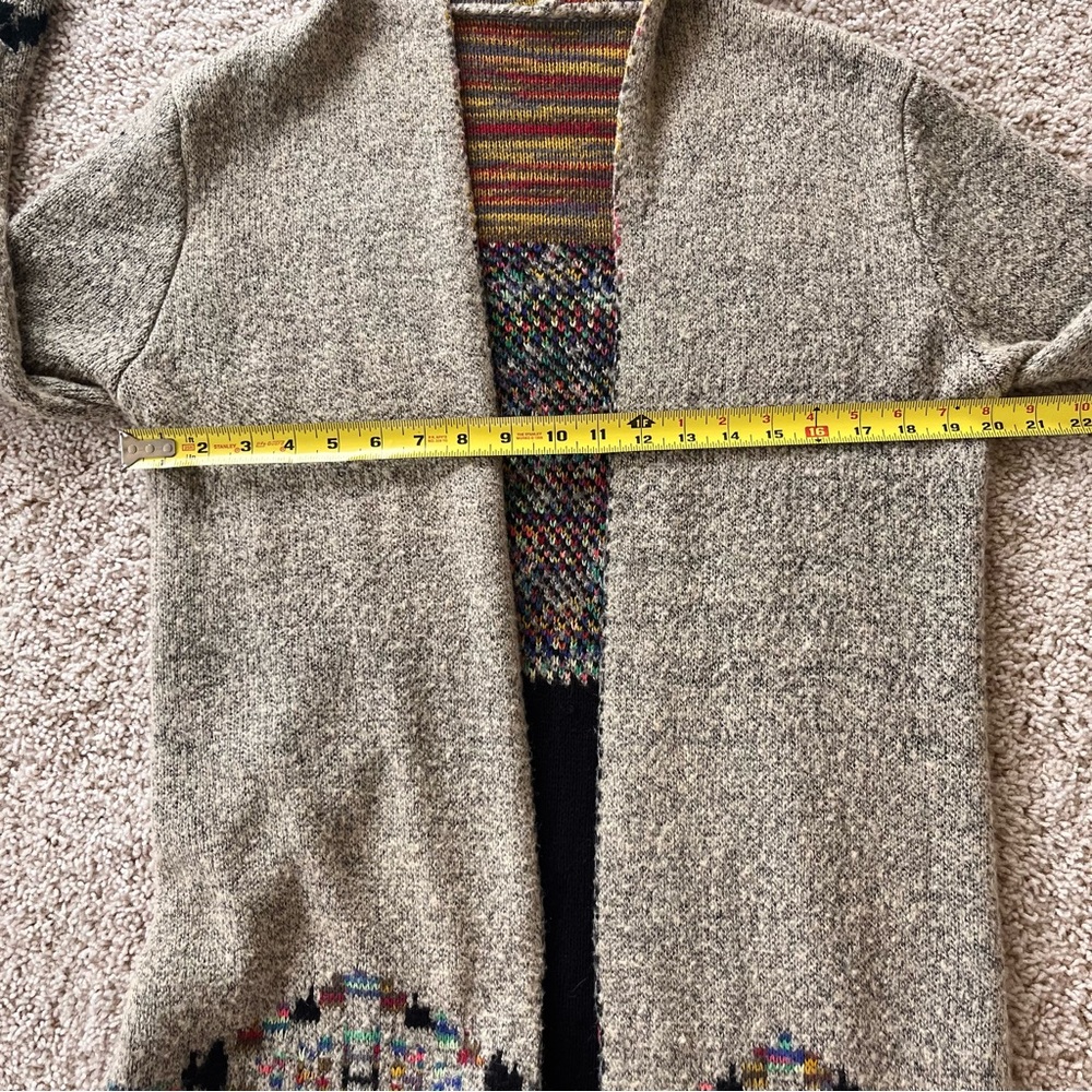 Gray Hooded Cardigan with Multicolor Accents - Picture 7 of 9